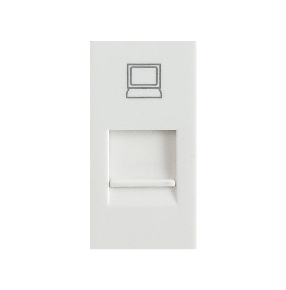 SPARTA 1 Module Size RJ45 CAT6 Data Socket Outlet with shutter – White – Module Only