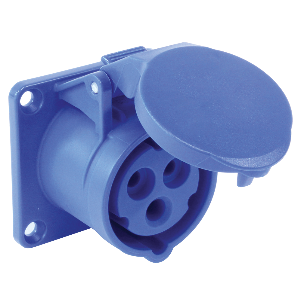 ATLANTIS CEE Series 16Amp. 110V IP44/54 2P+E Straight Flange Socket 50/60Hz – 4h