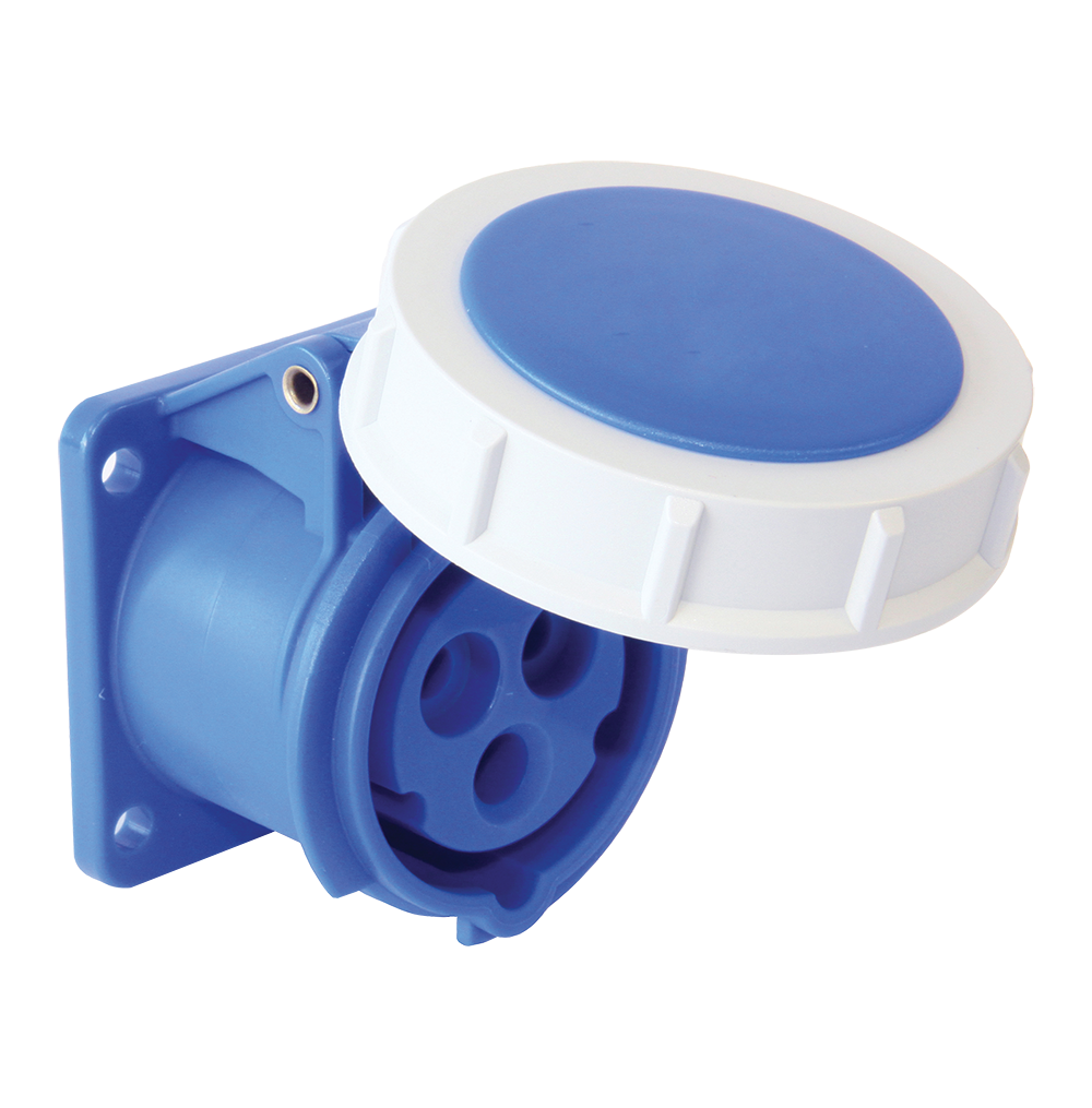 ATLANTIS CEE Series 16Amp. 110V IP67 2P+E Straight Flange Socket 50/60Hz – 4h