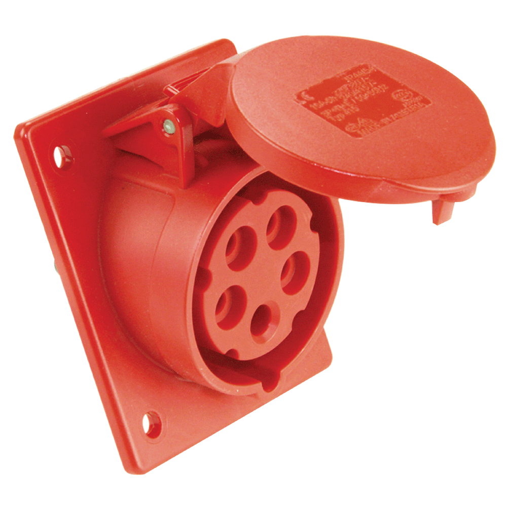 ATLANTIS CEE Series 16Amp. 110V IP44 2P+E Sloping Flange Socket 50/60Hz – 4h