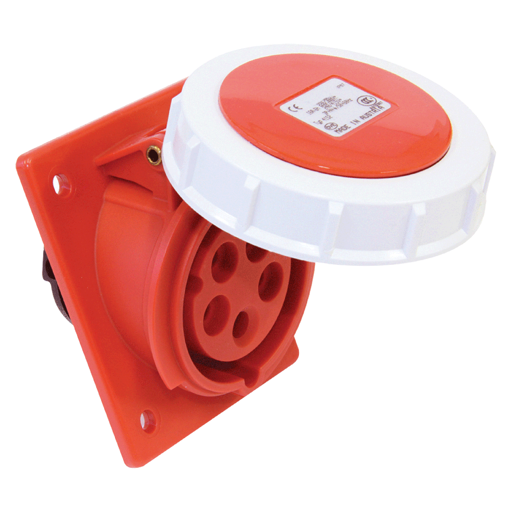 ATLANTIS CEE Series 16Amp. 110V IP67 2P+E Sloping Flange Socket 50/60Hz – 4h