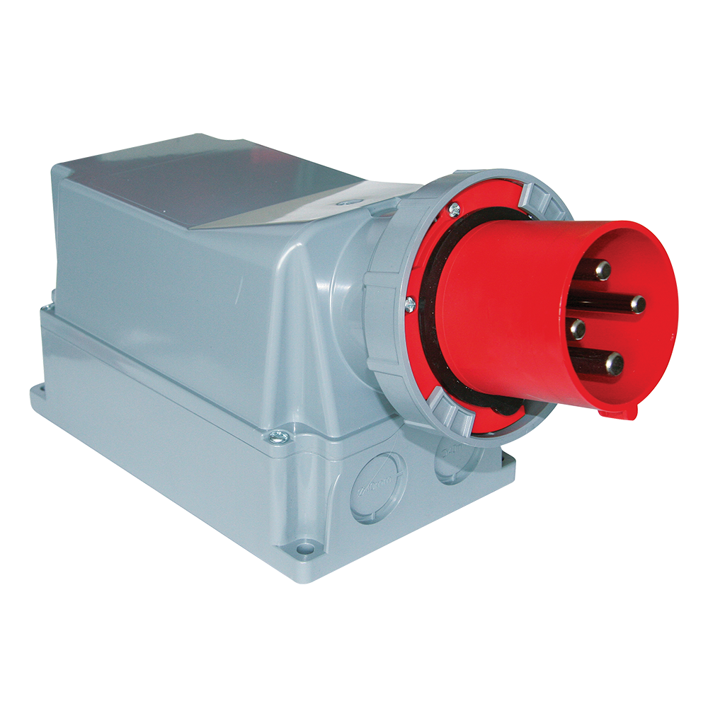 ATLANTIS CEE Series 125Amp. 400V IP67 3P+E Wall Mounted Plug 50/60Hz – 6h