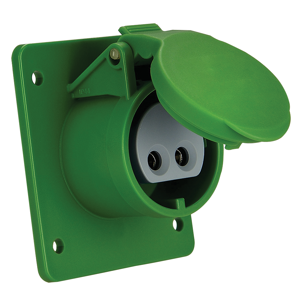 ATLANTIS CEE Series 16Amp. 24V 2Pole IP44 Extra Low Voltage Flange Socket Straight 50/60Hz