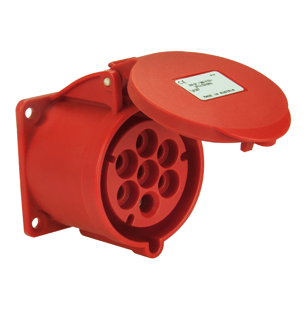 ATLANTIS CEE Series 32Amp. 400V 7Pole IP44 Straight Flange Socket 50/60Hz – 6h