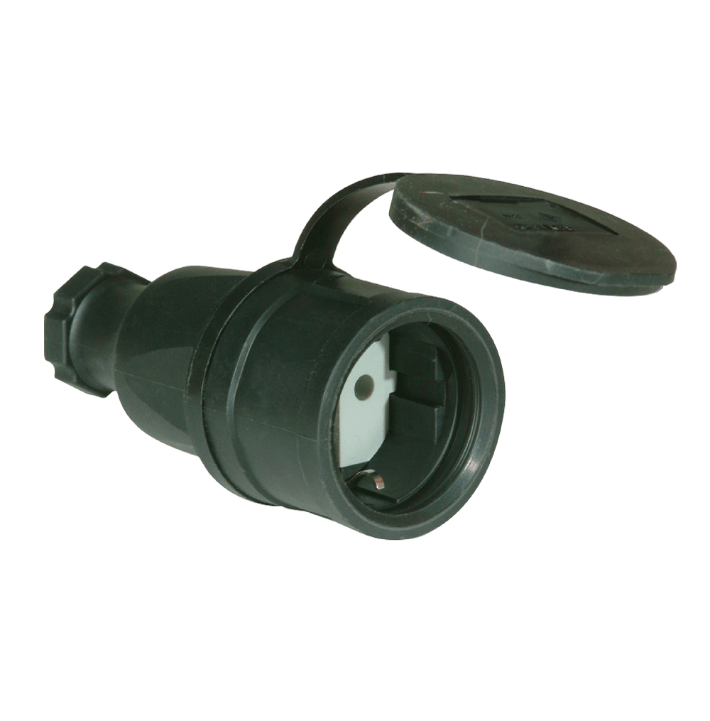ATLANTIS CEE Series 16Amp. 250V IP44 Schuko Rubber Connector with Cap 50/60Hz