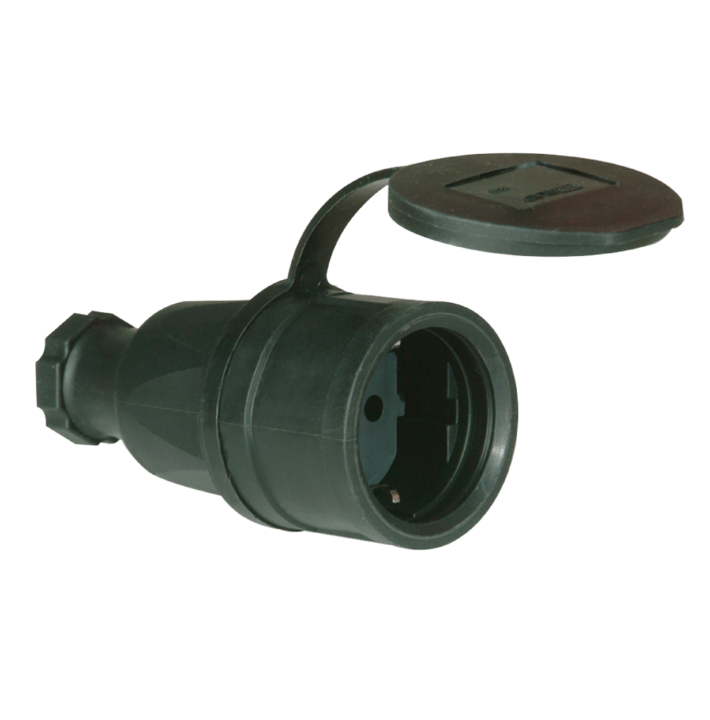 ATLANTIS CEE Series 16Amp. 250V IP44 Schuko Solid Rubber Connector with Cap 50/60Hz