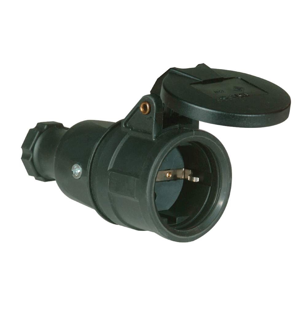 ATLANTIS CEE Series 16Amp. 250V IP44 Schuko Solid Rubber Connector with Hing-Lid 50/60Hz