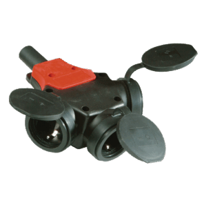 ATLANTIS CEE Series 16Amp. 250V IP44 3Way Adapter Schuko Rubber Connector with Cap 50/60Hz