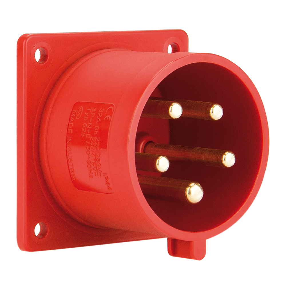 ATLANTIS CEE Series 16Amp.  230V IP44 3P+N+E  Straight Flanged Plug 50/60Hz – 9h