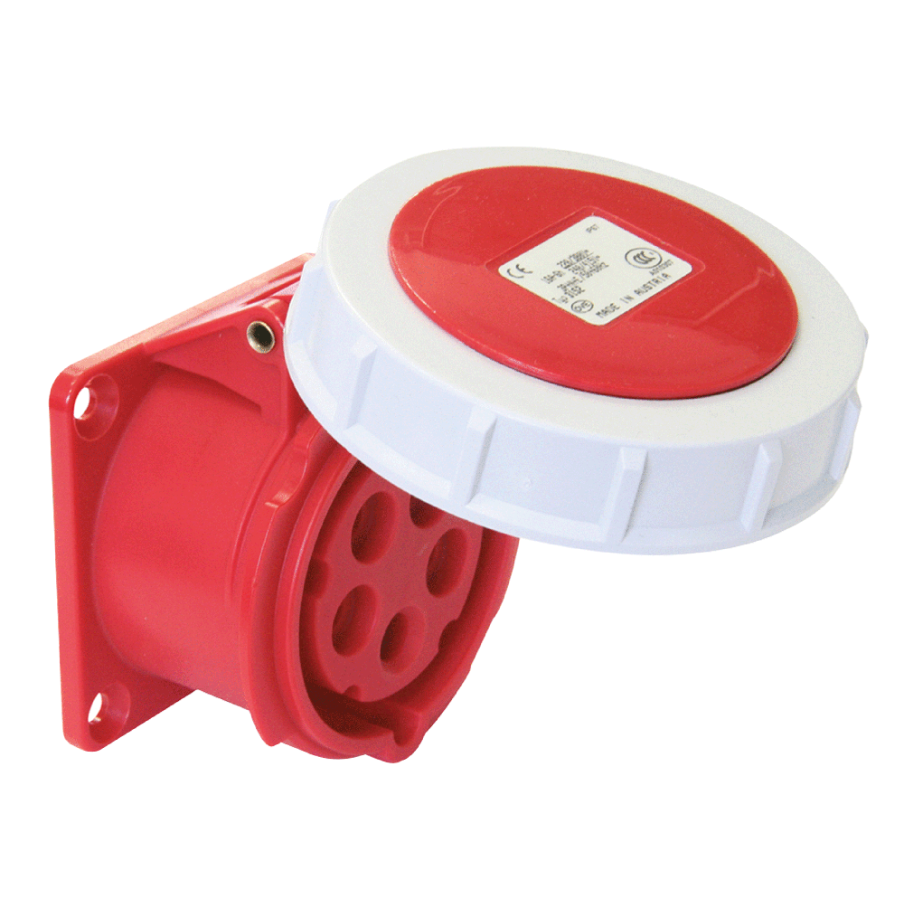 ATLANTIS CEE Series 16Amp. 230V IP67 3P+E Straight Flange Socket 50/60Hz – 9h