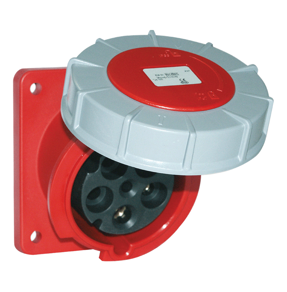 ATLANTIS CEE Series 125Amp. 230V IP67 3P+E Straight Flange Socket 50/60Hz – 9h