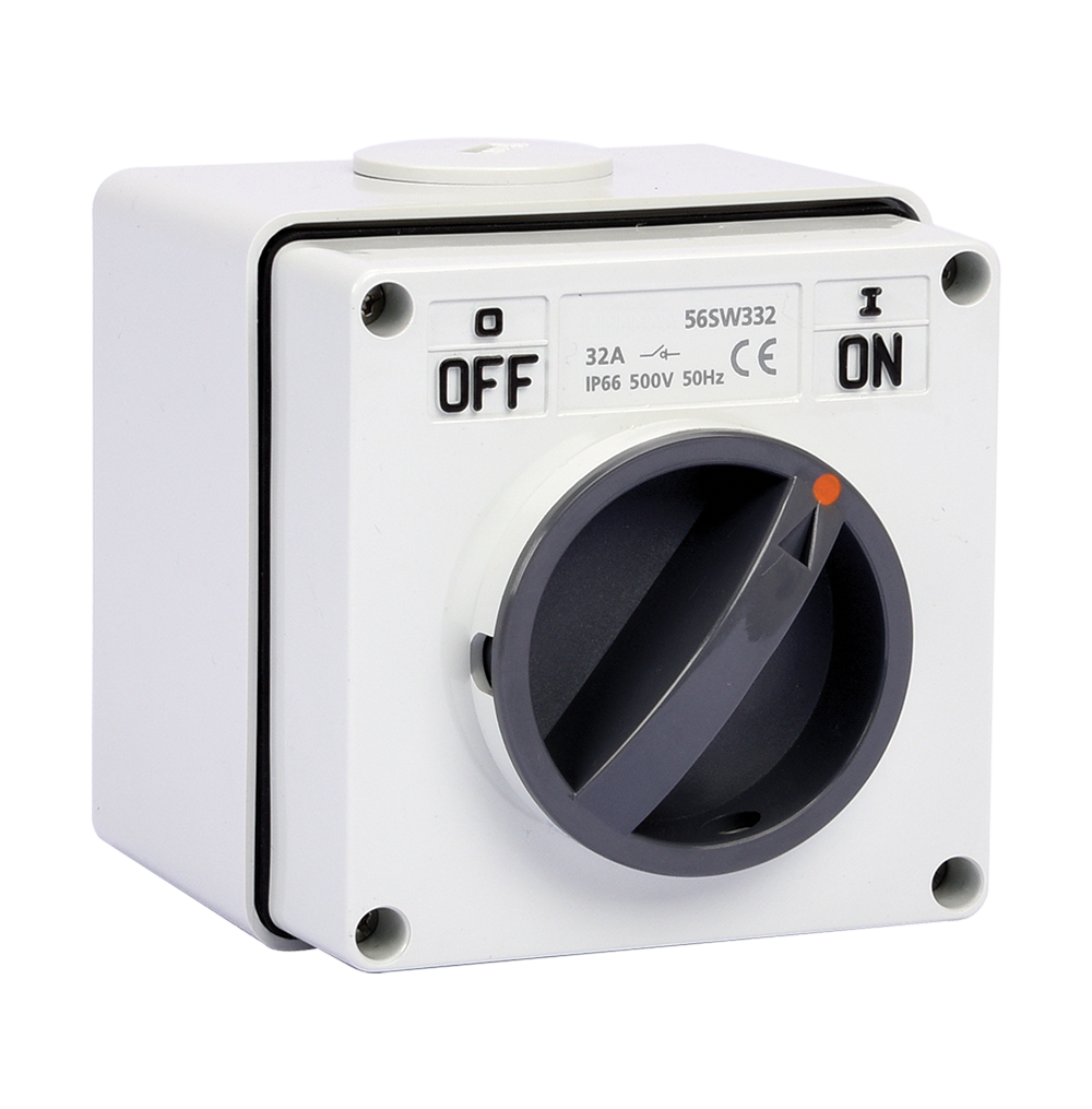 ATLANTIS 56Series 32Amp. 250V IP65 2Pole Surface Mounted Rotary Switch