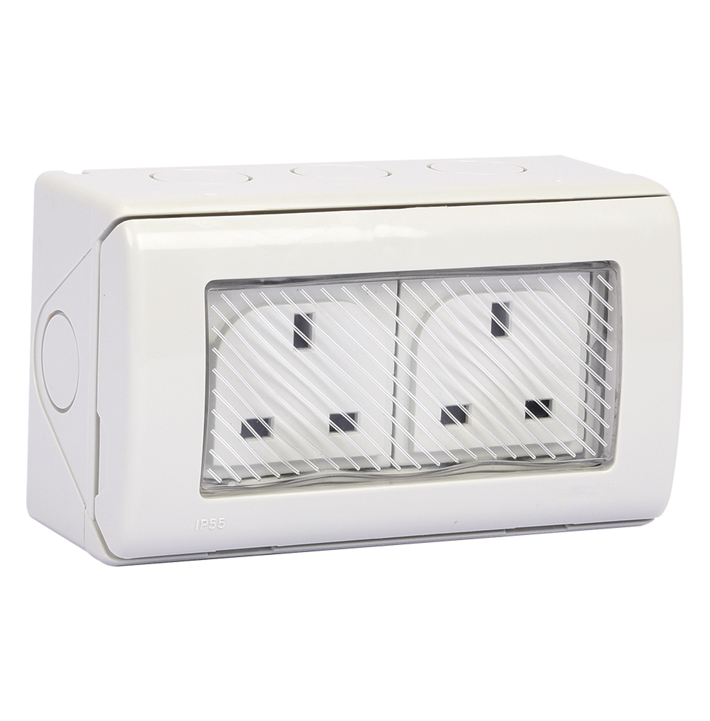 ATLANTIS 56Series 13Amp. 250V IP55 Twin Surface Mount Socket Outlet