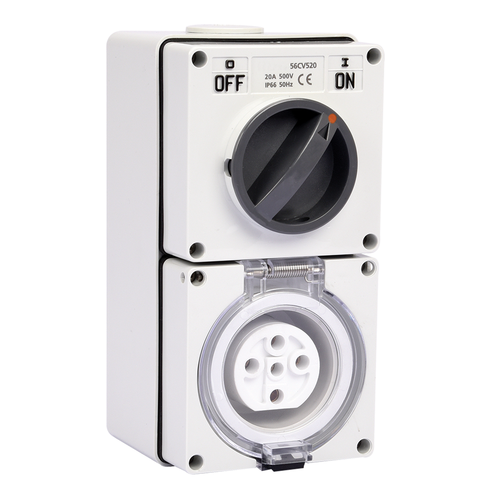 ATLANTIS 56Series 20Amp. 500V IP66 5Pole Surface Mounted Combination Switched Socket Outlet