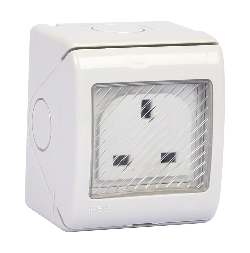 ATLANTIS 56Series 13Amp. 250V IP55 1Gang Un-Switched Socket Outlet