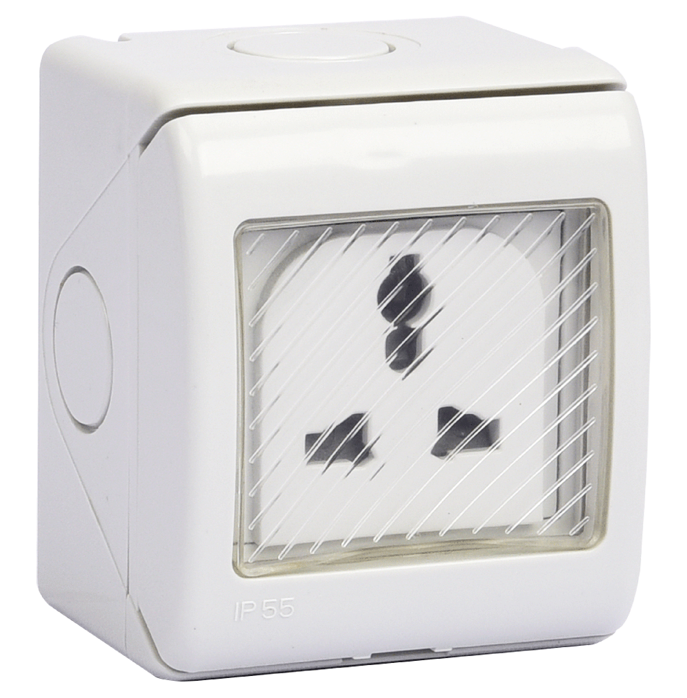 ATLANTIS 56Series 13Amp. 250V IP55 1Gang Un-Switched Multi Socket Outlet