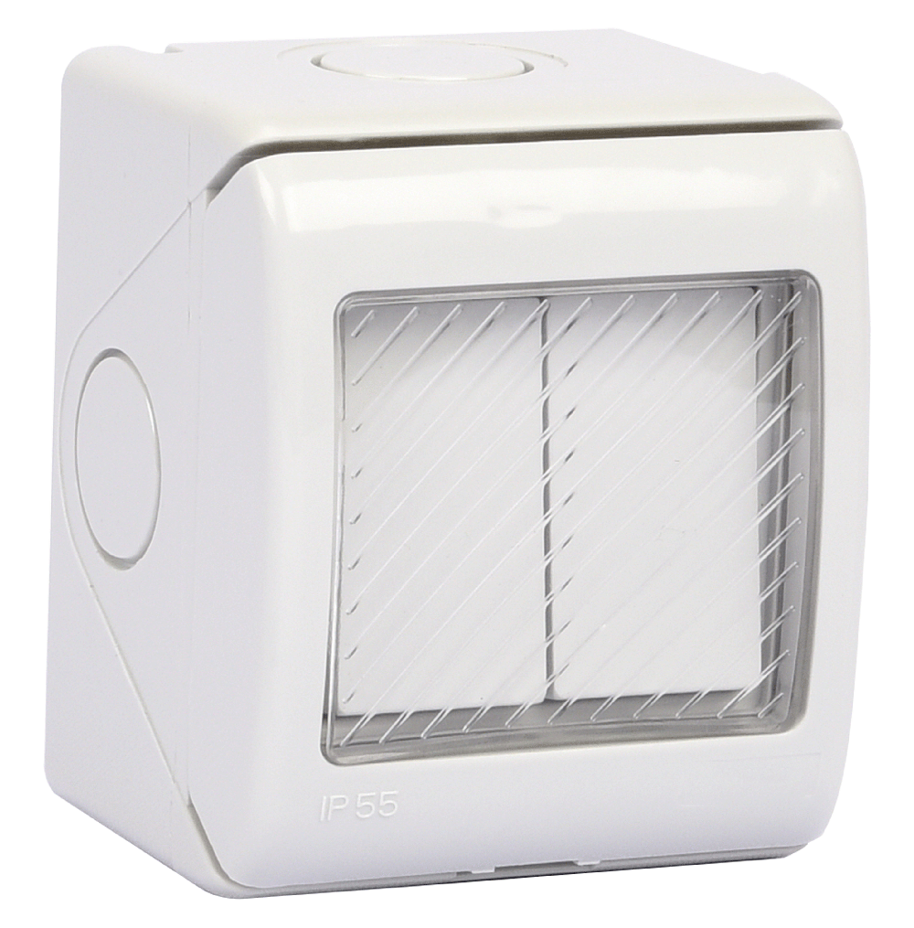 ATLANTIS 56Series 13Amp. 250V IP55 2Gang 1Way Surfce Mounted Switch