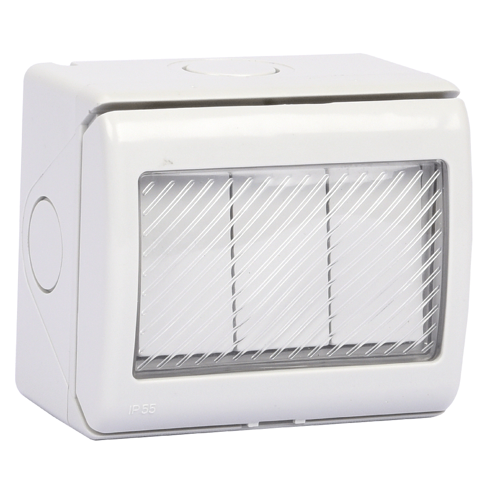ATLANTIS 56Series 13Amp. 250V IP55 3Gang 1Way Surfce Mounted Switch