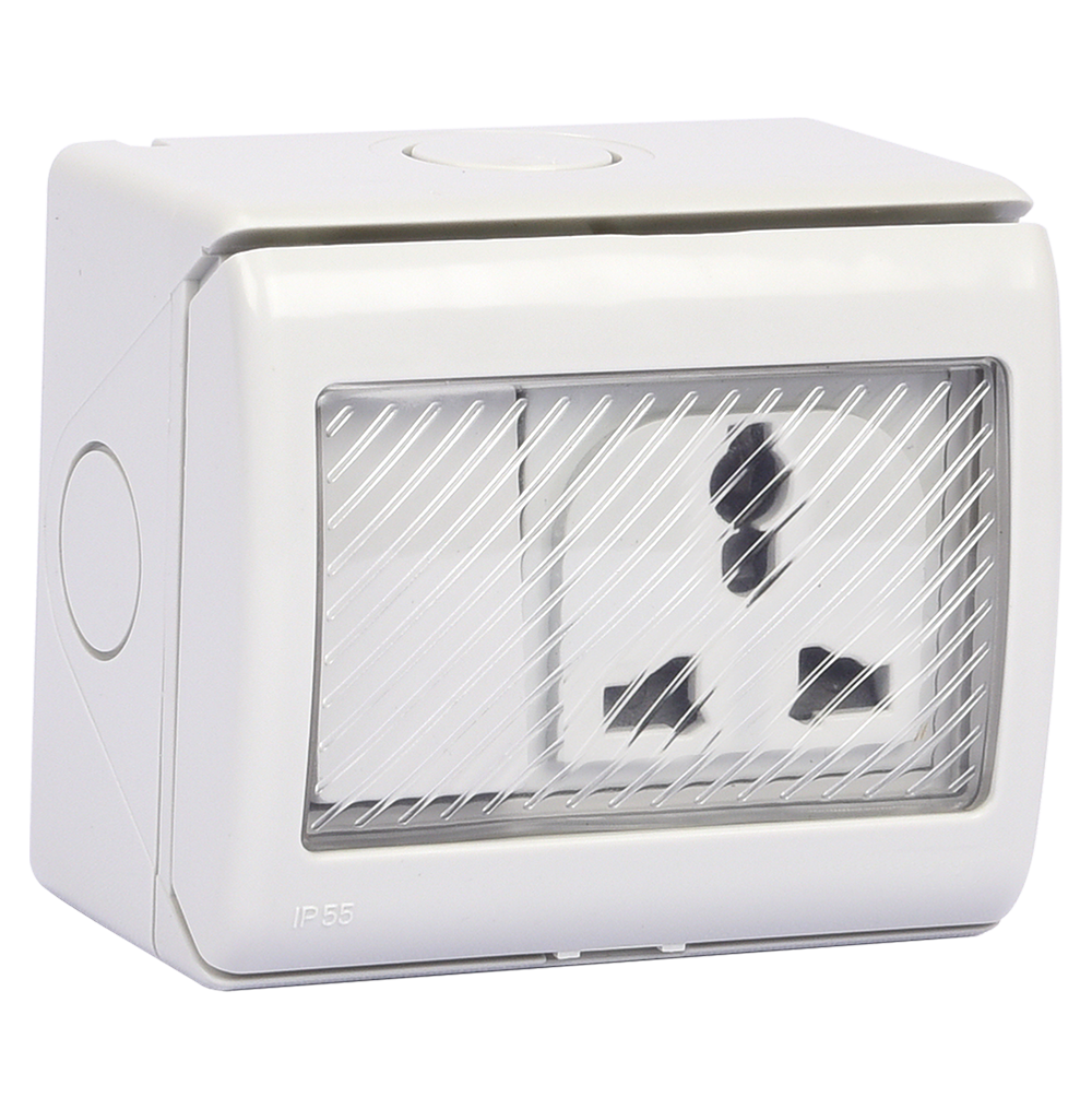 ATLANTIS 56Series 15Amp. 250V IP55 1Gang Surface Mount Switched Socket Outlet