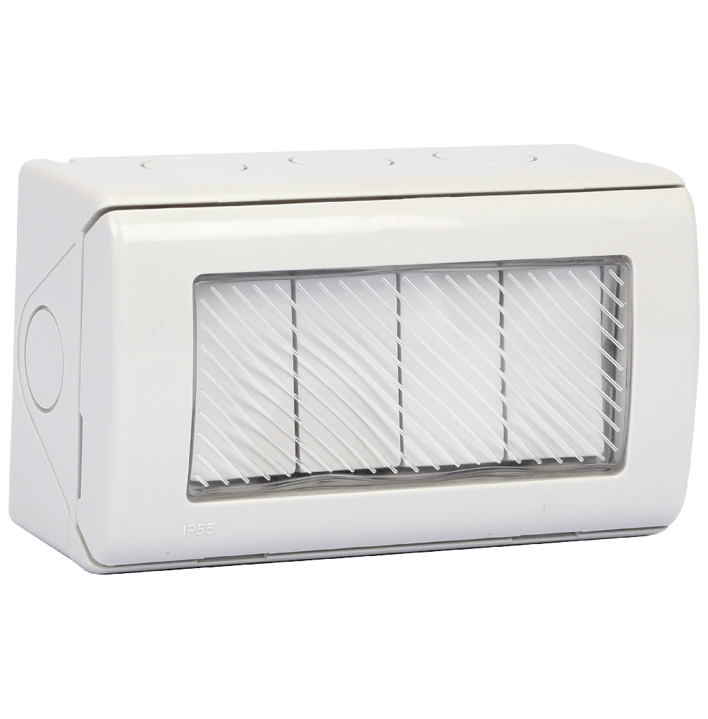 ATLANTIS 56Series 13Amp. 250V IP55 4Gang 2Way Surfce Mounted Switch