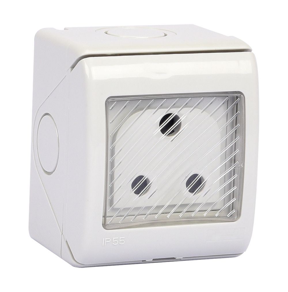 ATLANTIS 56Series 15Amp. 250V IP55 1Gang Un-Switched Socket Outlet