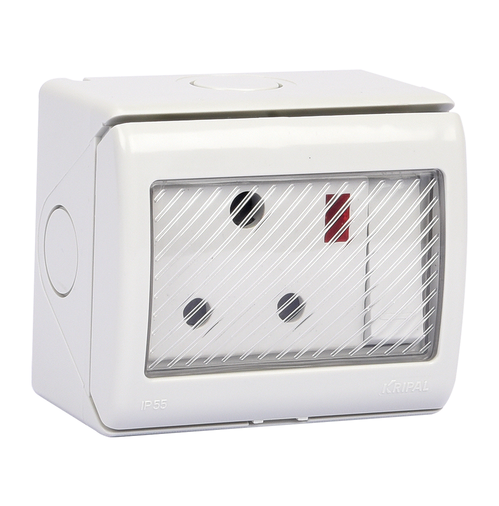 ATLANTIS 56Series 15Amp. 250V IP55 2Gang Surface Mount Switched Socket Outlet