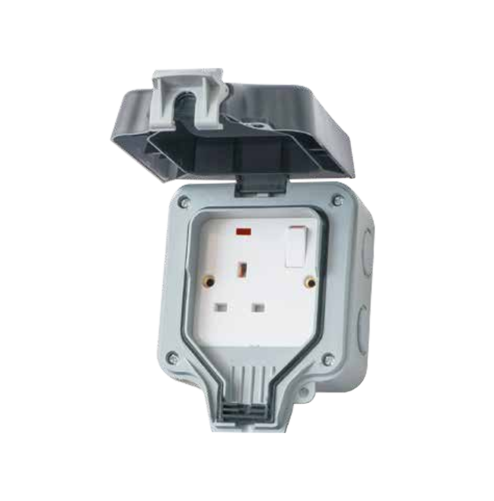 ATLANTIS 13Amp. 1Gang Surface Mounted Switched Socket Outlet 240V (IP66) Grey