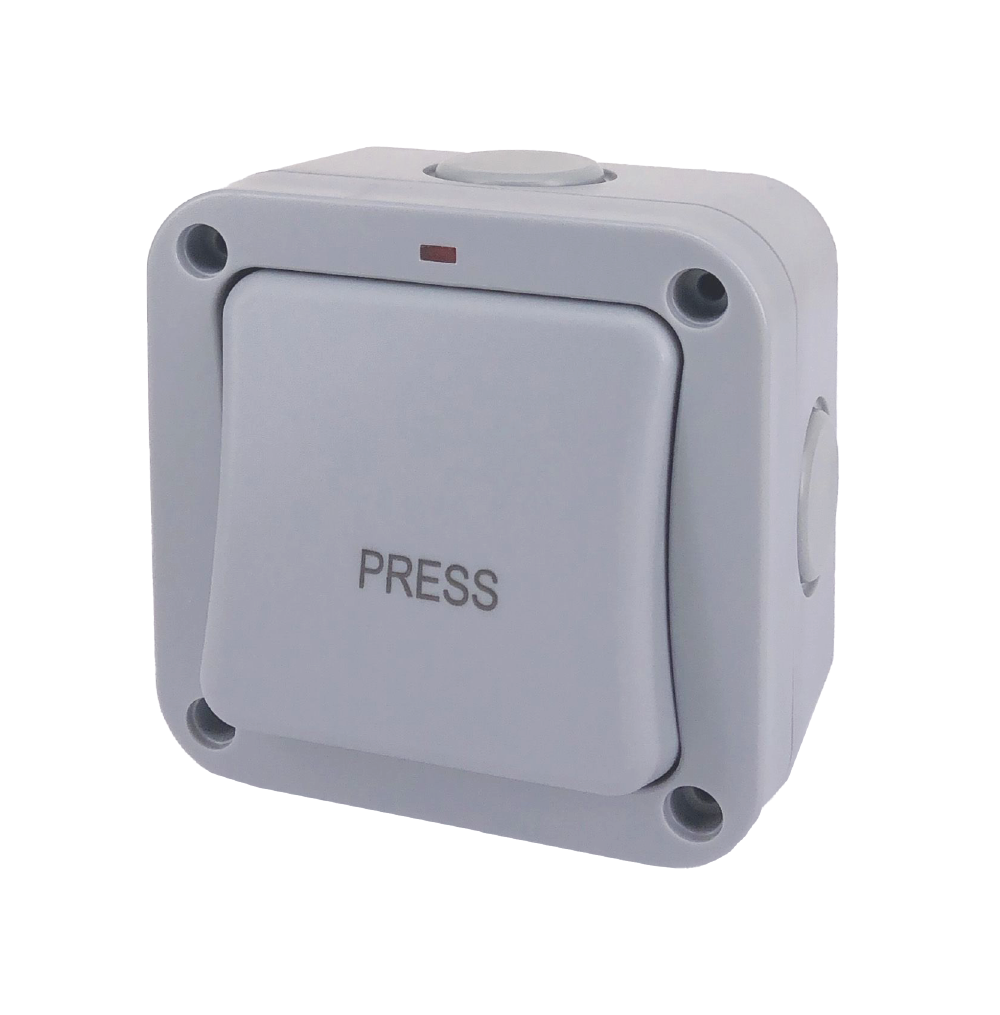 ATLANTIS 16AX 250V 1Gang 1Way Bell Press with Indicator Grey