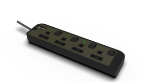 13Amp. 4 Outlet Power Strip with Indicator with 2x4.2USB-A Ports with 3Meter Cord Black Matte