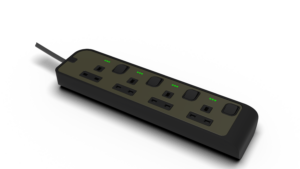 13Amp. 4 Outlet Power Strip with Indicator with 10Meter Cord Black Matte