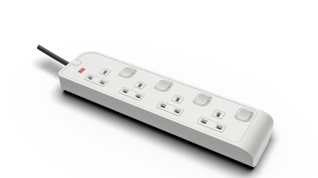 13Amp. 4 Outlet Power Strip with Single Single Indicator with 10Meter Cord White