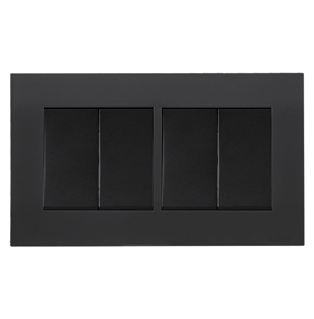AKOYA 16Amp. 4Gang 2Way Switch (Twin) B/Matte with GM/Matte Surround