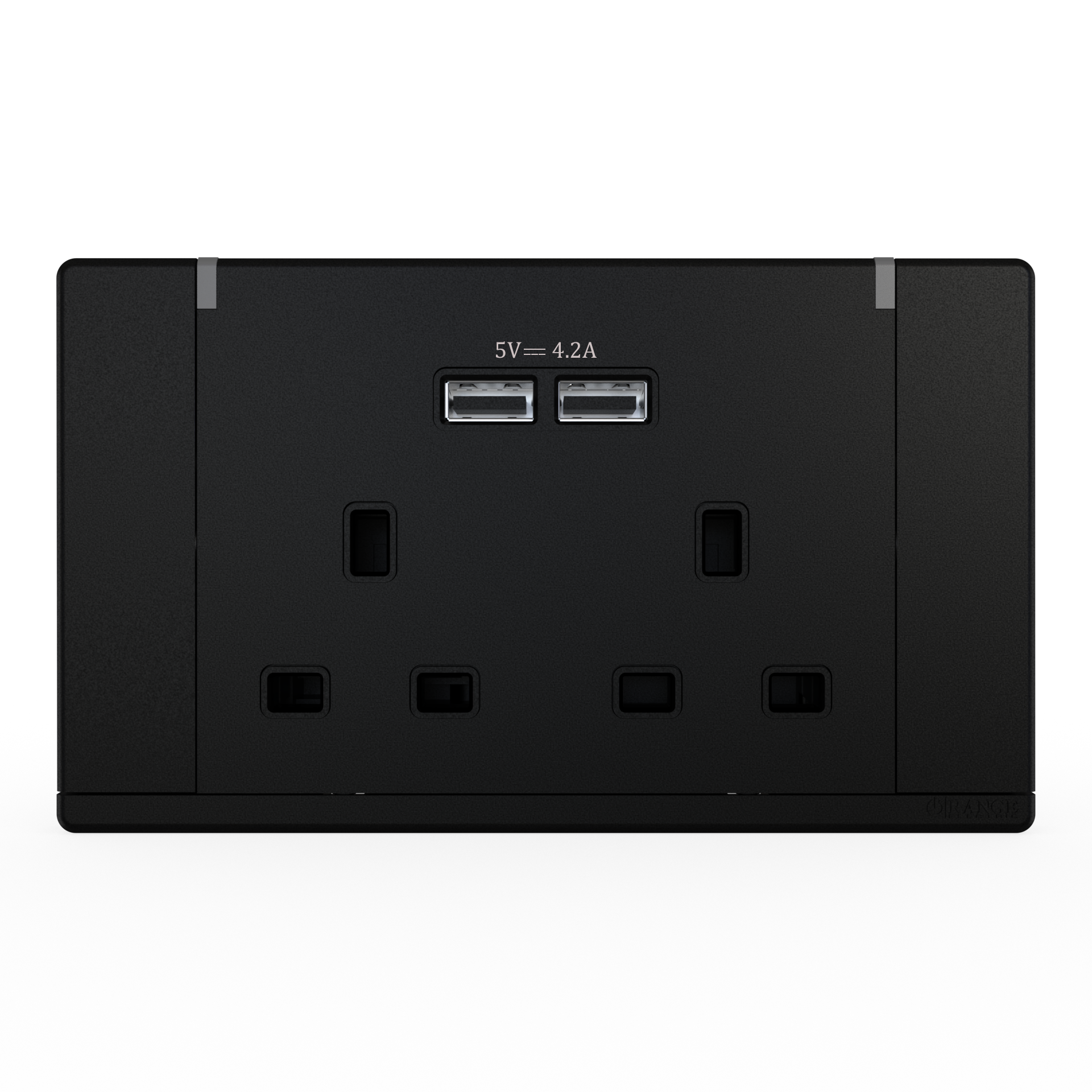 ODESSA 13Amp. 250V Twin Switched Socket Outlet with Radium + 4. 2A USB Pearl Black