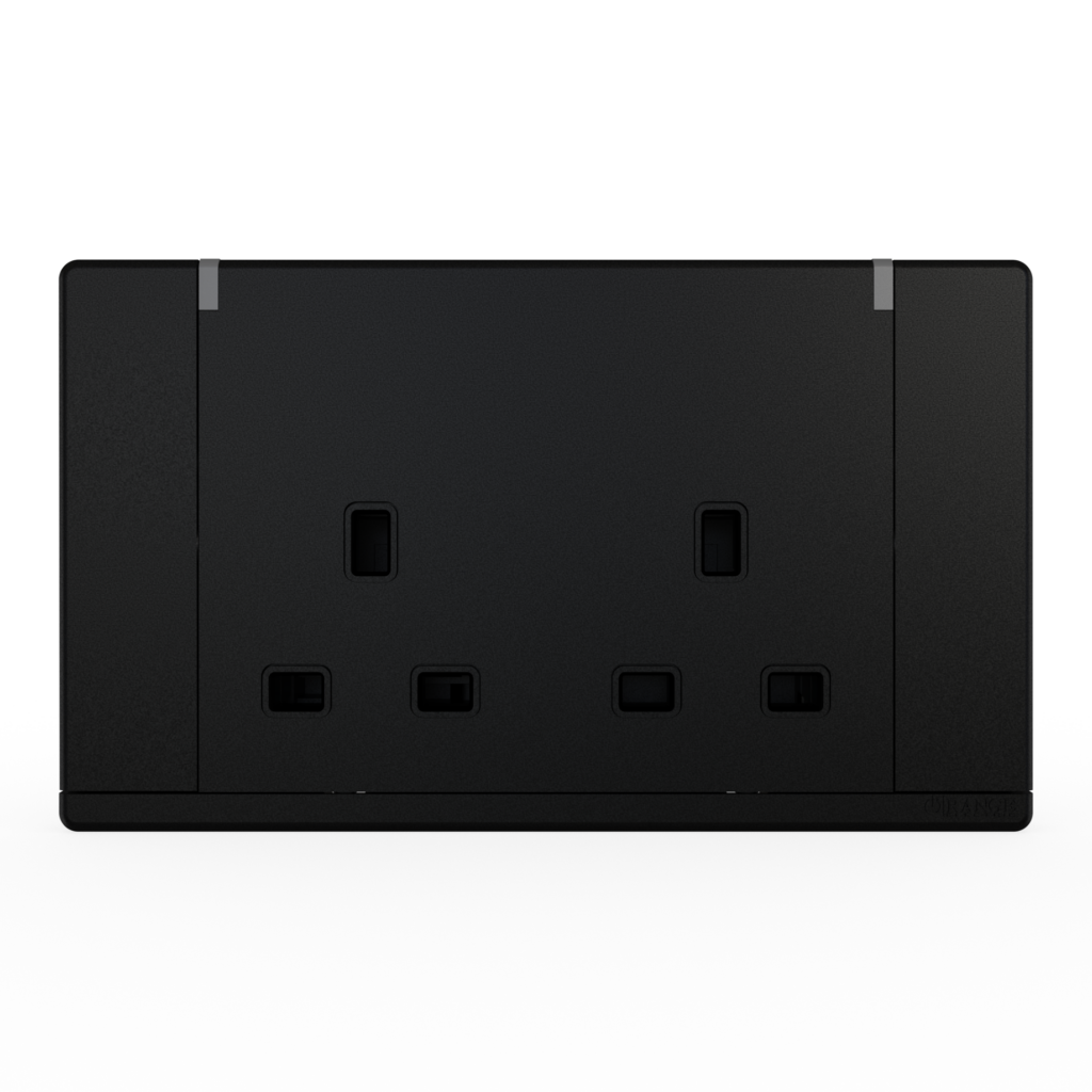 ODESSA 13Amp. 250V Twin Switched Socket Outlet with Radium Pearl Black
