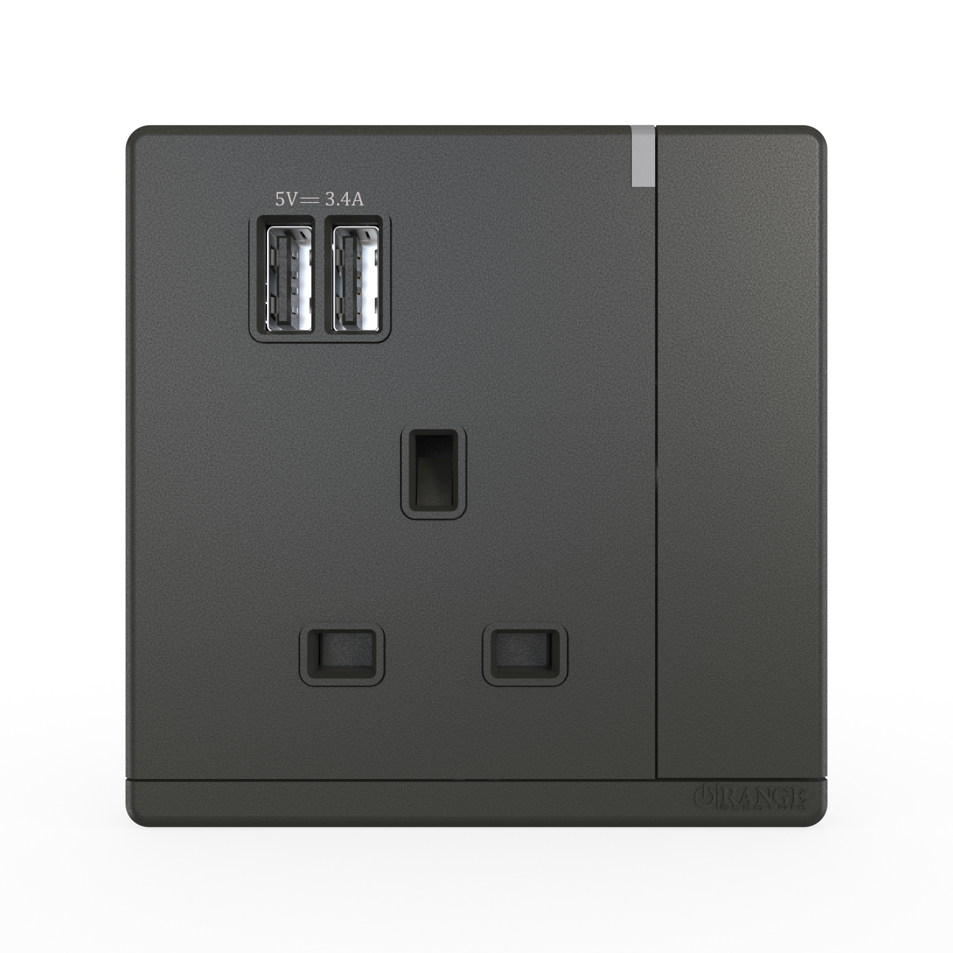ODESSA 13Amp. 250V Single Switched Socket Outlet with Radium + 3.4 USB Pearl Gunmetal