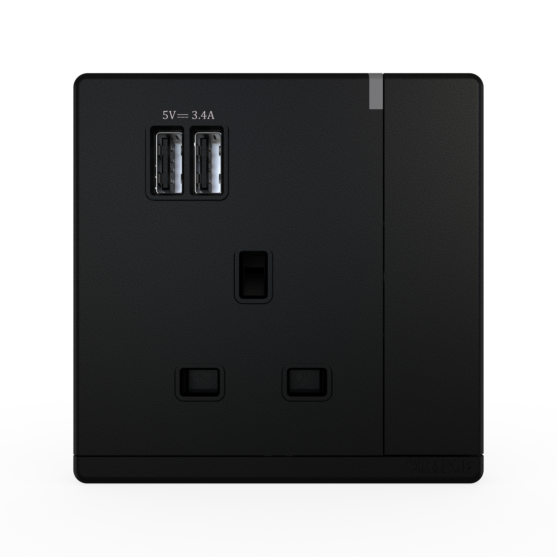 ODESSA 13Amp. 250V Single Switched Socket Outlet with Radium + 3.4 USB Pearl Black