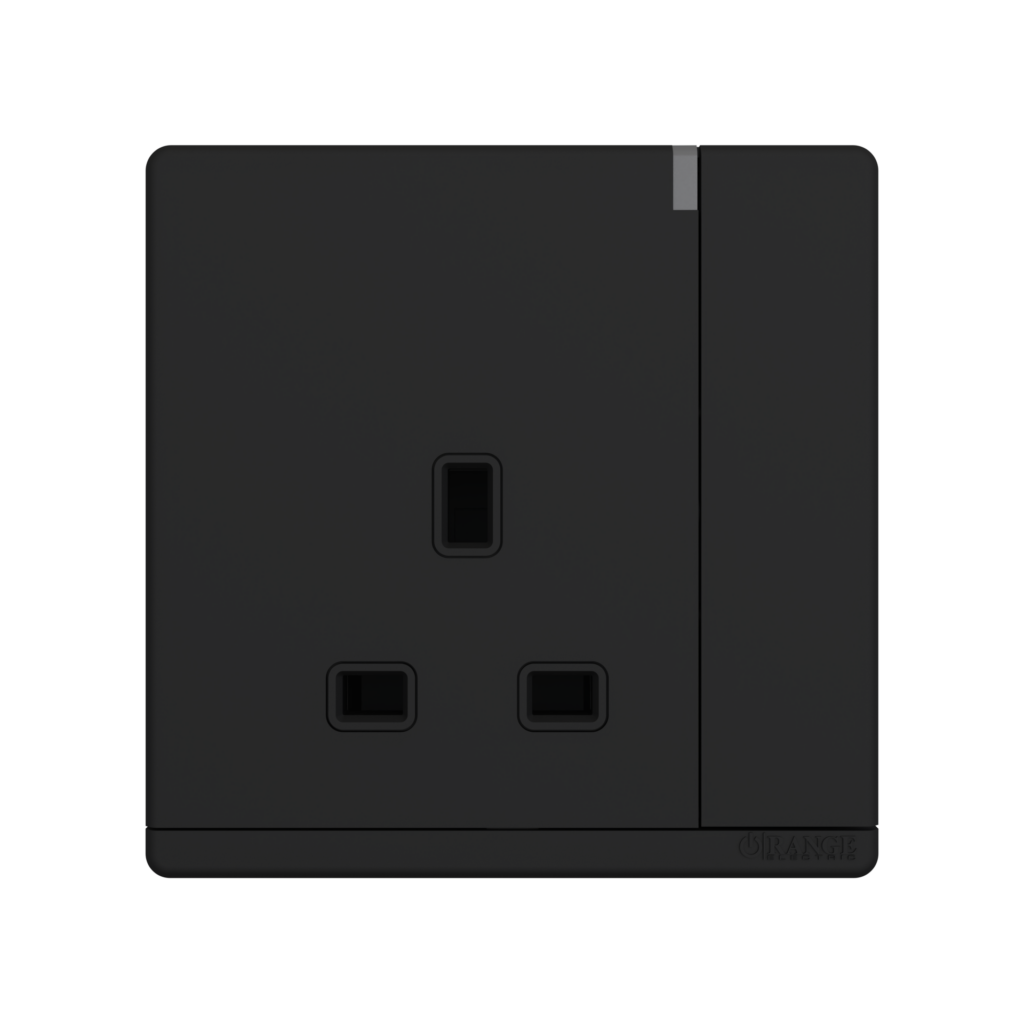 ODESSA 13Amp. 250V Single Switched Socket Outlet with Radium Black Matte