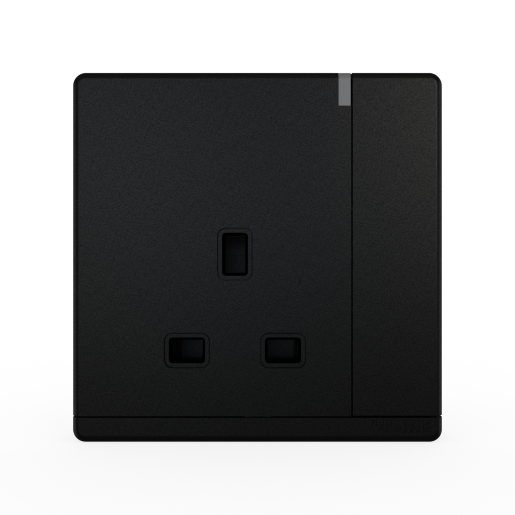 ODESSA 13Amp. 250V Single Switched Socket Outlet with Radium Pearl Black