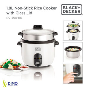 Black and Decker 1.8 Ltr. Rice Cooker with Glass Lid – RC1850-B5