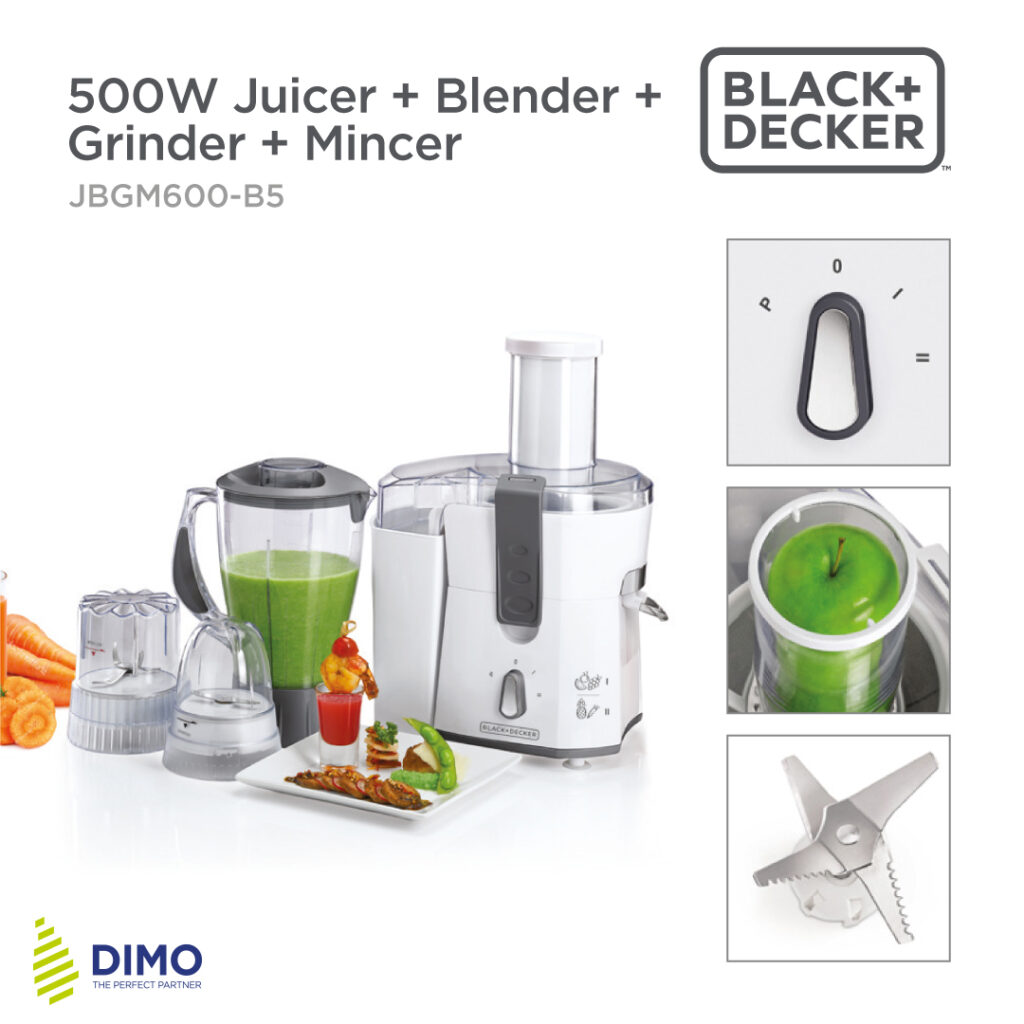 Black and Decker 600W Glass Blender with 2 Mills – BX600G-B5