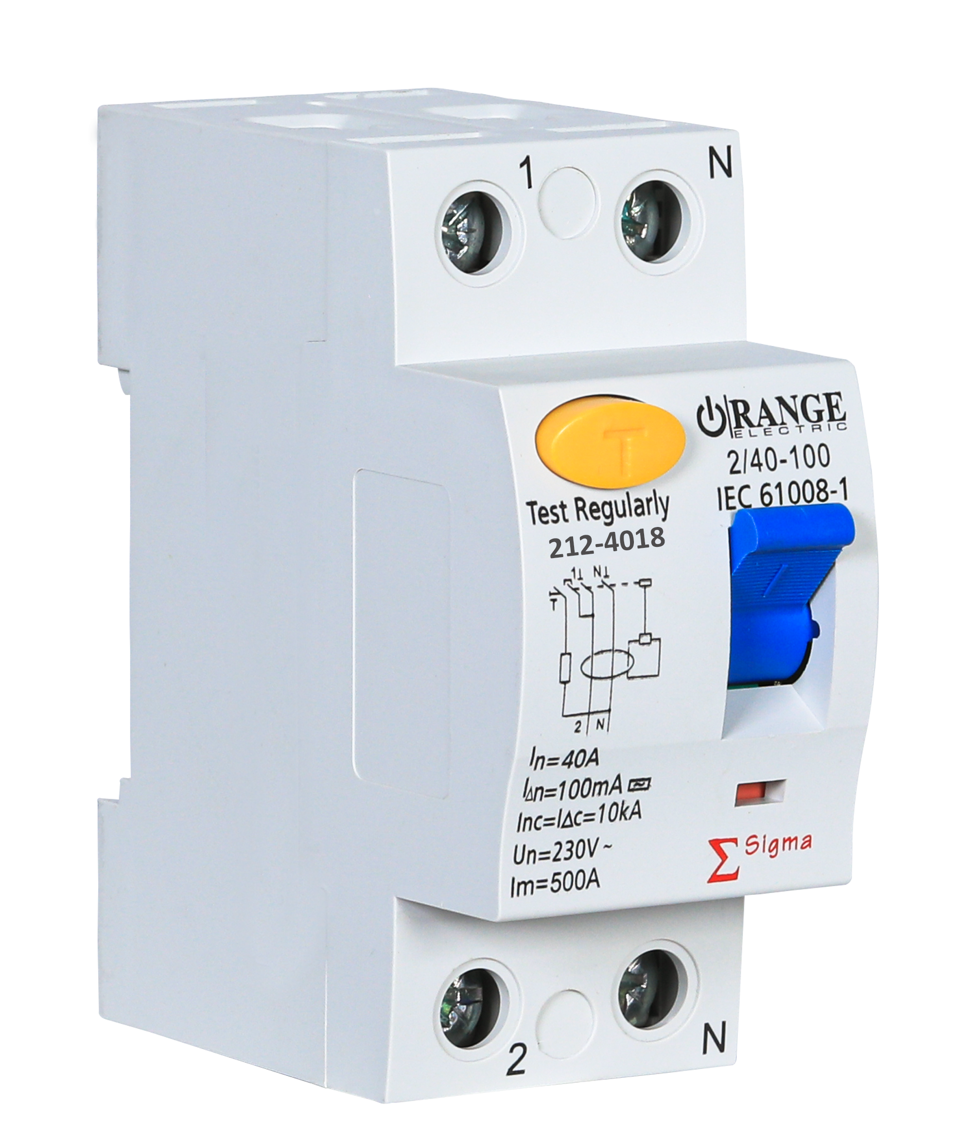 SIGMA 40Amp. 2Pole 100mA, 230V RCCB