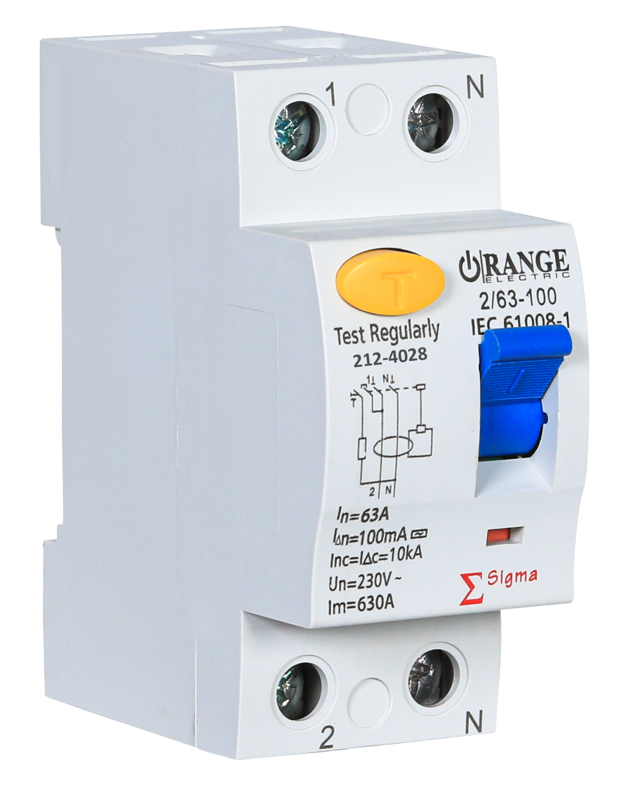 SIGMA 63Amp. 2Pole 100mA, 230V RCCB