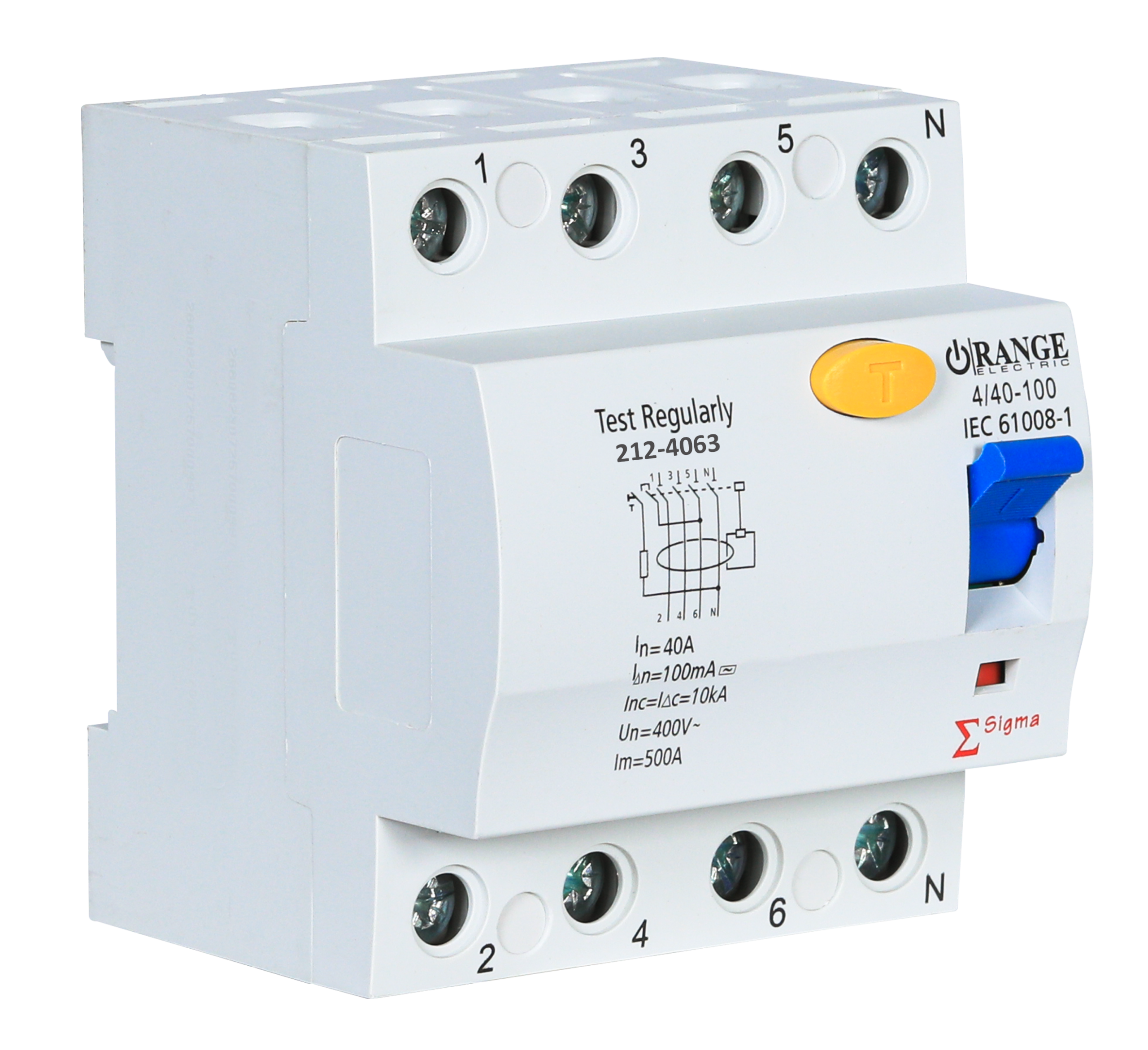 SIGMA 40Amp. 4Pole 100mA, 400V RCCB