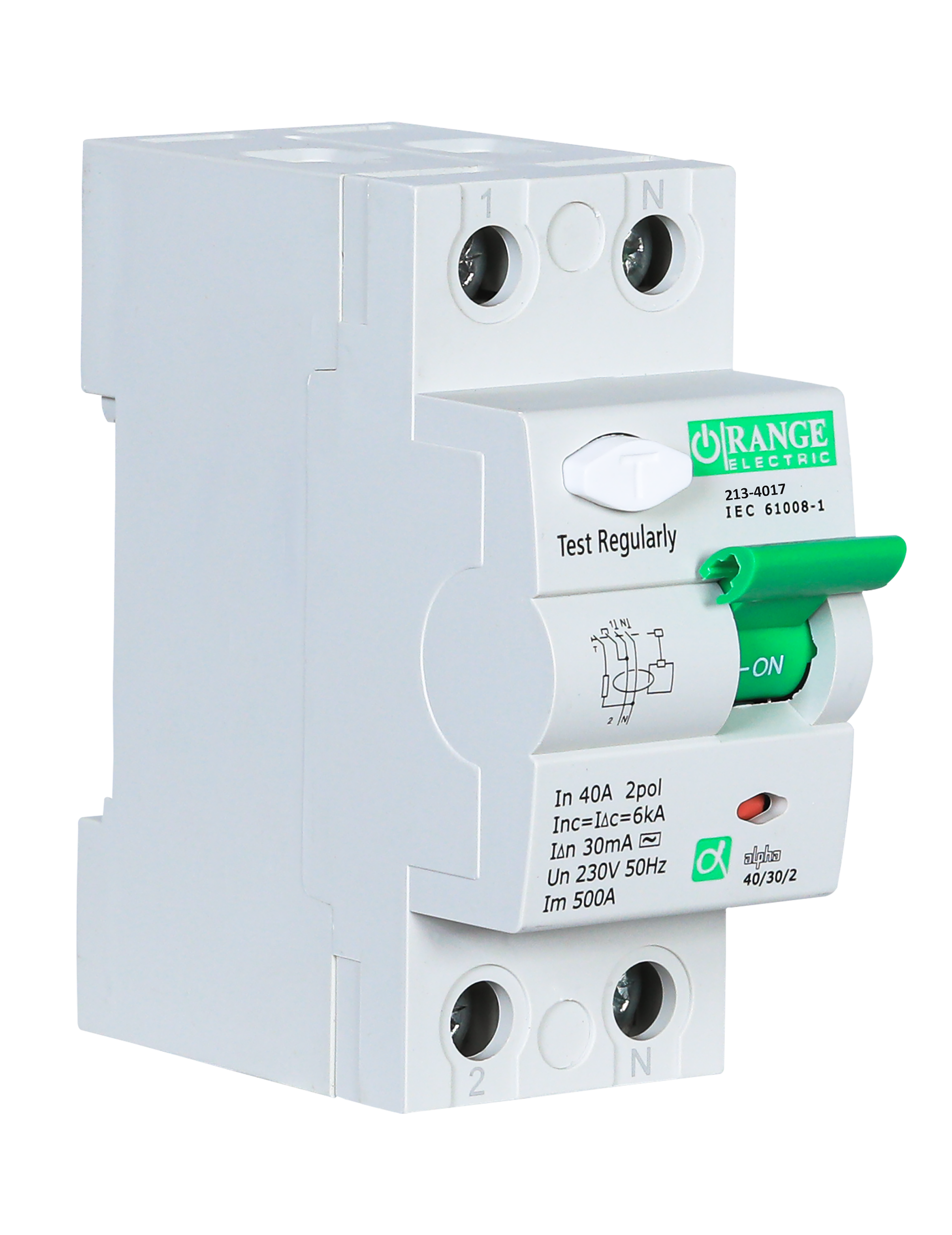 ALPHA 40Amp. 2Pole 30mA, 230V RCCB