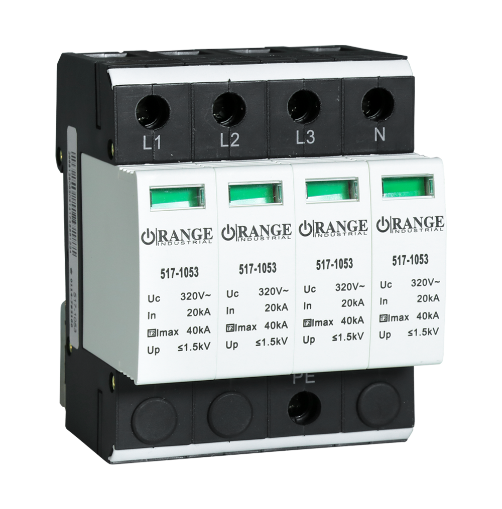 3P+N T2, 20kA Imax 40kA Uc320V Up1.5kV 4Pole Surge Protector Device