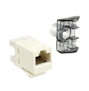 CAT6A Shuttered Keystone Jack, 180 Degree - White