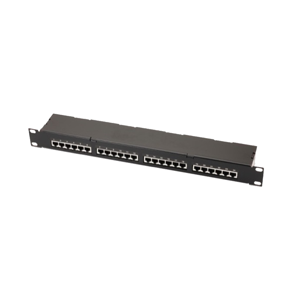 CAT6 Modular Patch Panel, 24 port, 19’’ Shuttered with Rear Cable Manager