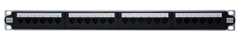 CAT6A Modular Patch Panel, 24 Port 19’’ Shuttered with Rear Cable Manager