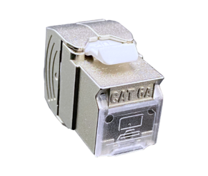 CAT6A Shielded Shuttered Keystone Jack, 180 Degree