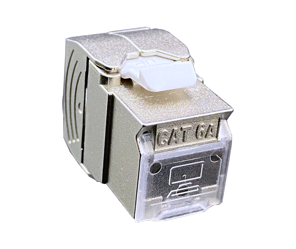 CAT6A Shielded Shuttered Keystone Jack, 180 Degree